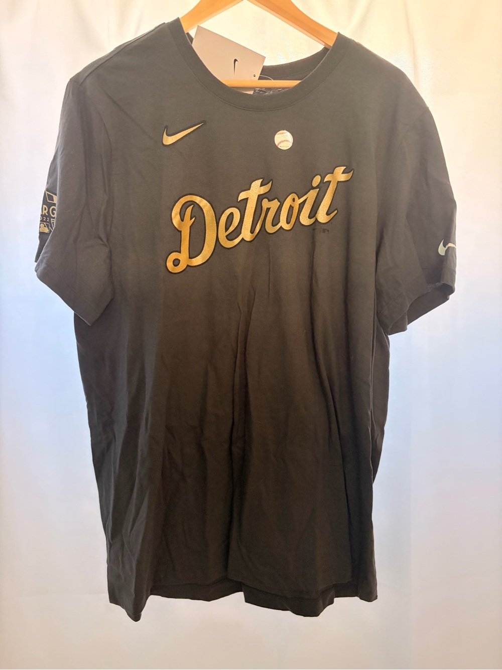 Nike Black Detroit Script All Star T-Shirt with Gold Logo Cabrera XL NWT